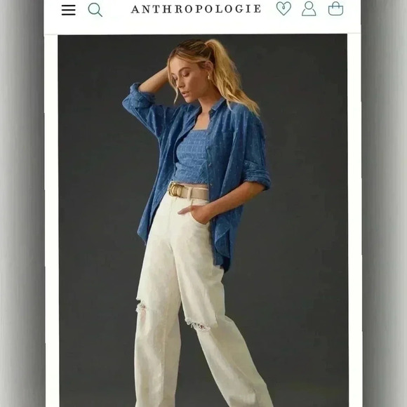 Anthropologie Pilcro Cotton Buttondown Size M - Picture 3 of 7